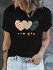 European And American Cross-border Foreign Trade Women's Clothing, Simple Heart-printed Round-neck Short-sleeve T-shirt_ecoleips.com