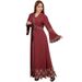 Muslim Dress Women Dubai-Inspired Ethnic Cardigan Dress With Rhinestone Belt – Plus Size Modest Long Dress For Women_ecoleips.com