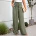 Voya European American Style Women's Wide-leg Pants With Drawstring Elastic Waist, Comfortable Drape, Vacation Leisure Cotton-Feeling Wide-Leg Pants_ecoleips.com