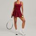 European And American Backless Sports Dress Women's Anti-light Pleated Yoga Skirt Outdoor Fitness Tennis Skirt_ecoleips.com