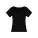 Versatile U-neck Front Shoulder Short-sleeved T-shirt Women's Summer New Slim And Thin Solid Color Simple Basic Top_ecoleips.com
