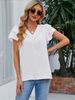 K New Women's V-neck Ruffled Shirt Short Sleeved Top_ecoleips.com