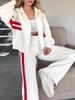 2024 European And American Fashion Cross-Border Autumn Foreign Trade Y2K Striped Zipper Top Jacket Sports Suit_ecoleips.com