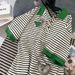 Women's Summer Sportswear Set Casual And Stylish Two-Piece Clothing Loose Striped Polo Shirt Short-Sleeved T-Shirt Shorts_ecoleips.com