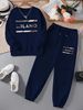Women's Casual Two Piece Lounge Set, Long Sleeve Round Neck Printed Pullover Top And Elastic Waist Pants, Loose Fit Sweatsuit For Fall_ecoleips.com