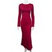 Women's Long Sleeved Dress Autumn Winter Sexy Bodycon Round Neck Fashionable Tight Long Dress_ecoleips.com