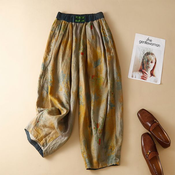 Suitable For All Seasons Women's Summer Thin Chinese National Style 2025 New Mom Ramie Cotton Linen Harem Pants_ecoleips.com