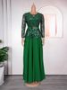 Women's Clothing Sequined Banquet Party Dress Elegant Sequin Evening Gown – Plus Size African Party Dress With Waist Belt (Chiffon & Glitter)_ecoleips.com