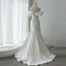 off the Shoulder Satin Mermaid Wedding Dress French Minimalist Style Elegant Gown with Train Super Fairy like Welcome Dress_ecoleips.com