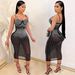Women's New Product Skirt Sexy Nightclub Mesh Perspective Embedding Diamond Hot Rolled Strap Dress_ecoleips.com