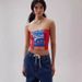 American Street Style Retro Off-Shoulder Slim Fit Bandeau Top for Women Color Block Base Layer with Letter Print Hot Girl Trend_ecoleips.com