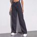 Slimming Black Washed Straight Leg Jeans Wide Leg Pants for Women European American Style Loose Fitting Height Enhancing_ecoleips.com