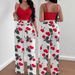 Women's Thin Strapped Elastic Vest Top Wide Leg Drawstring Trousers Set_ecoleips.com