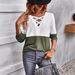 2025 European And American Autumn/Winter New V-Neck Cross-Color Block Drop-Shoulder Casual Women's_ecoleips.com