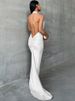Mozision Halter Deep V Neck Backless Maxi Dress Women Sleeveless Temperament Fishtail Dress Ladies Elegant Sexy Party Dress_ecoleips.com