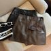 ng2510292 Trendy Leather-effect A-line For Women, 2025 Autumn New Style, Plus-size Slimming Short Skirt In Coffee Color_ecoleips.com