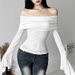 2026 European And American Style Cross-Border Spring New Women's Solid Color Slim Fashion Off-Shoulder Sexy Backless_ecoleips.com