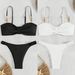 Women's Clothing Solid Color Tube Top Hollow Beach Bikini Triangle Split Beach Swimsuit_ecoleips.com