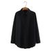 Women’s Clothing Fat MM Plus Size Spring New Casual Women's Wear Wrinkled Cloth Solid Color Long Sleeved Shirt_ecoleips.com
