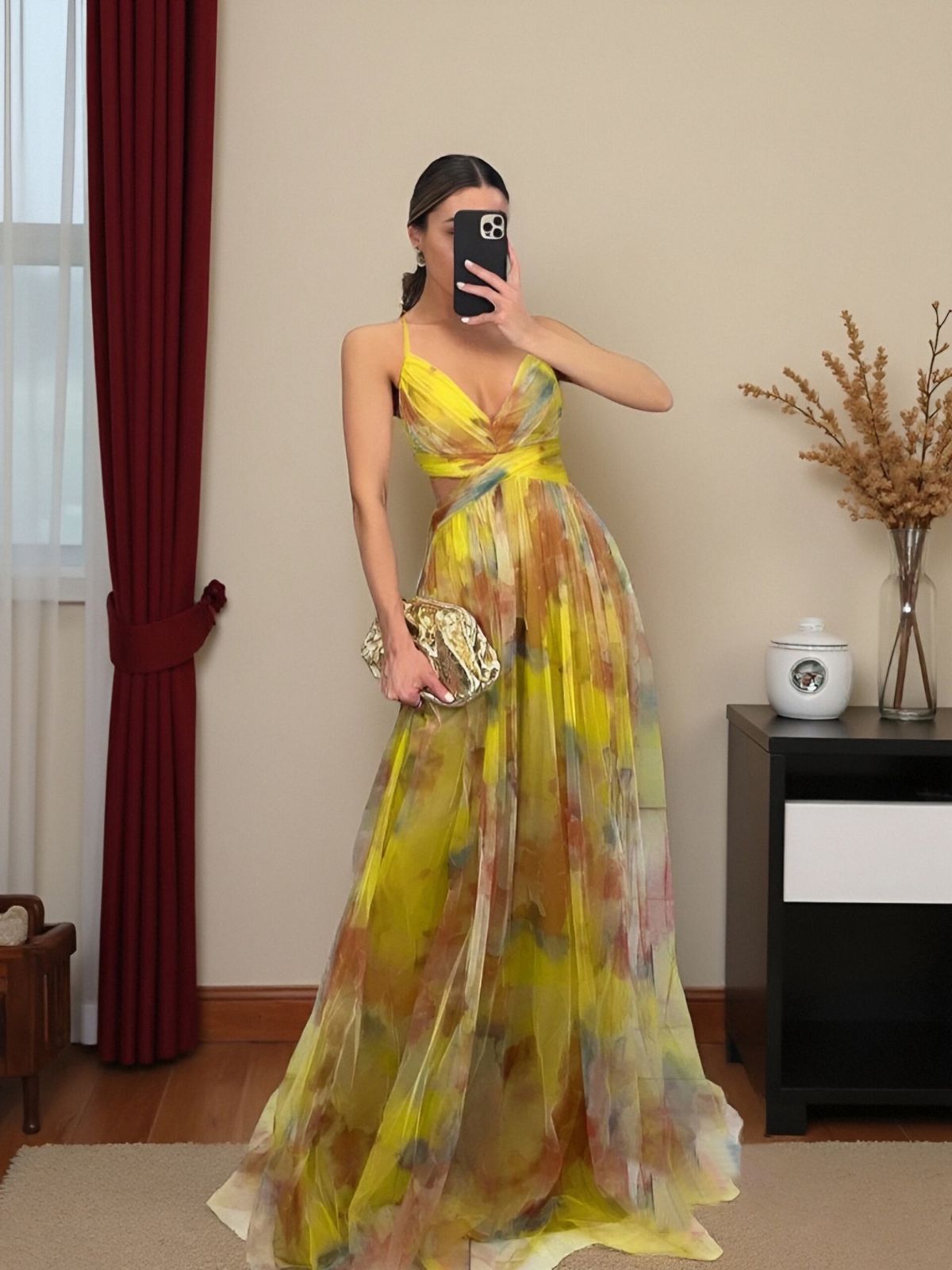Women's Clothing New Women's Mesh Printed Backless Suspender Dress Light Luxury Temperament Party Evening Dress_ecoleips.com