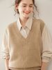 Aria Basics V-neck Cashmere Knitted Vest Women, Pullover, Sleeveless, Loose Fit, Solid Color, Stylish Elegant, Suitable For_ecoleips.com