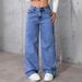 Slimming Black Washed Straight Leg Jeans Wide Leg Pants for Women European American Style Loose Fitting Height Enhancing_ecoleips.com