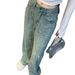 Women's Clothing High Waist Straight Leg Jeans Rhinestone Embellishments Skinny Fit Wide Leg Denim Pants Sparkly Stretch Comfort Casual Party Wear_ecoleips.com