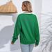 Lazy Wind Contrasting Colors Letter Embroidery Polo Collar Long Sleeve Top Sweater Women_ecoleips.com