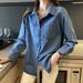 Retro Style Blue Denim Shirt For Petite Women, Spring And Autumn New Design, Niche Style Women's Coat_ecoleips.com