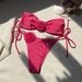 Women's Clothing Solid Color Shiny Small Flower Tube Top Split Swimsuit Swimsuit Bikini_ecoleips.com
