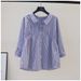 Women's Clothing Spring And Autumn Small Fresh Light Blue Vertical Striped Shirt Female Design Waist Long Sleeve Loose Top_ecoleips.com