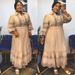 Vintage-Inspired Lace Trim Blouse & Flared Skirt Set Romantic Puff Sleeve Dress Outfit (Polyester Blend, Geometric Embroidery, Plus Size Inclusive)_ecoleips.com