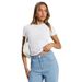 Summer Slim Fit Women's T-Shirt European American Style Pullover High Grade Milk Silk round Neck Hot Girl Outer Wear Fashion Top_ecoleips.com