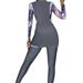 Muslim Swimsuit European And American Three-Piece Swimsuit Women's Long Sleeve Long Pants Skirt Style Print Zipper Swimwear_ecoleips.com