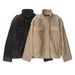 "Women's Oversized Long Sleeve Jacket – Minimalist Loose Fit Coat In Black & Khaki"_ecoleips.com