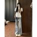 Vintage Light Blue Flared Jeans For Women – High-Waisted Wide-Leg Trousers With Retro Hem (S-5xl, Distressed Wash)_ecoleips.com