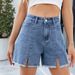 Women's High Waist Distressed Denim Shorts - Side Slit Stretch Hot Pants With Vintage Wash Casual Summer Jean Shorts For Women_ecoleips.com
