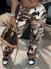 Women's Clothing High Waist Straight Multi Color Camouflage Overalls_ecoleips.com