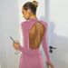 2025 European And American Style Backless Chain Round Neck Long Sleeved Wrap Buttocks TightShortSkirtRetroNostalgic French Dress_ecoleips.com