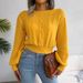 Aria Basics Aria Basics Ins Style Real Shot Autumn Winter European American Casual Braided Lantern Sleeve Waist-Cinching Knitted Sweater_ecoleips.com
