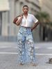 Women's Lace-Insert Distressed Jeans | Bohemian Embroidered Denim Pants With Cutout Details | Trendy Streetwear Fashion (Blue, S-3XL)_ecoleips.com