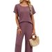 Women's Solid Color Lace Trim Sleeveless Top & Pants Set – Breathable Cotton-Polyester Lounge Wear For Summer – Casual Office & Vacation Outfit_ecoleips.com