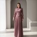 Women's Elegant Rhinestone-Embellished Maxi Dress – Flowy, 3/4 Sleeve, Round Neck (XS-3XL, Red & White)_ecoleips.com