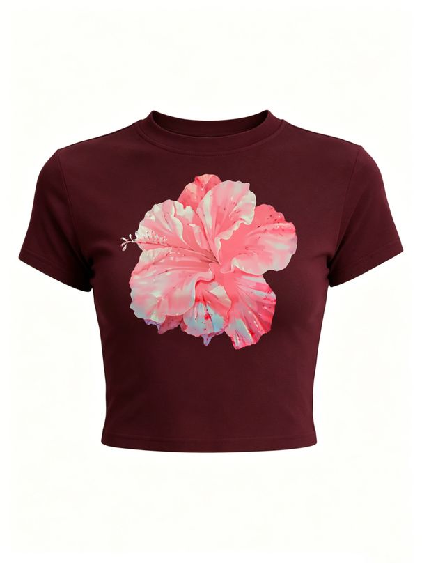 Women’s Summer Crop T-Shirt, Y2K Aesthetic Graphic Print Casual Streetwear Tee_ecoleips.com
