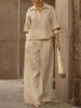 Women's Relaxed Blouse & Pants Set - Elevated Casual Two-Piece With Shirt Collar_ecoleips.com