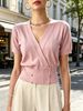 Loose Ribbed Soft Breathable V Neck Knit Top_ecoleips.com