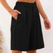 Women's Summer Cotton Linen Solid Color Loose Straight Leg Pocketed Fashionable Shorts_ecoleips.com