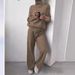 Large Size Women's Autumn And Winter Turtleneck Solid Color Patchwork Knitting Two-Piece Pants Top_ecoleips.com
