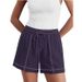 Women's Clothing Casual Shorts Elastic Waistband Drawstring Summer Style Topstitching Pockets_ecoleips.com