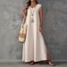 Elegant Sleeveless V-Neck Side Slit Maxi Dress For Women - Summer A-Line Flowy Long Dress In Solid Colors (S-XXL)_ecoleips.com